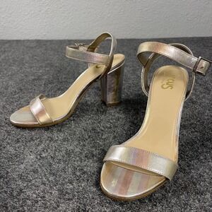 Circus Sam Edelman Esther Womens 7 Heels Metallic Ankle Strap Block Sandals